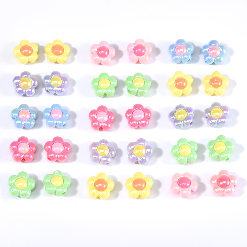 Cuentas de flores acrílicas al por mayor 10pcs/paquete cuentas de dispersión de flores pequeñas plateadas